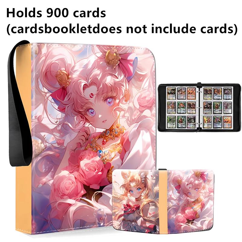 400pcs/900pcs Sailor Moon Card Album Book Folder 4/9 Card Slots Collections Zipper Double Pocket Zipper Card Binder Holder