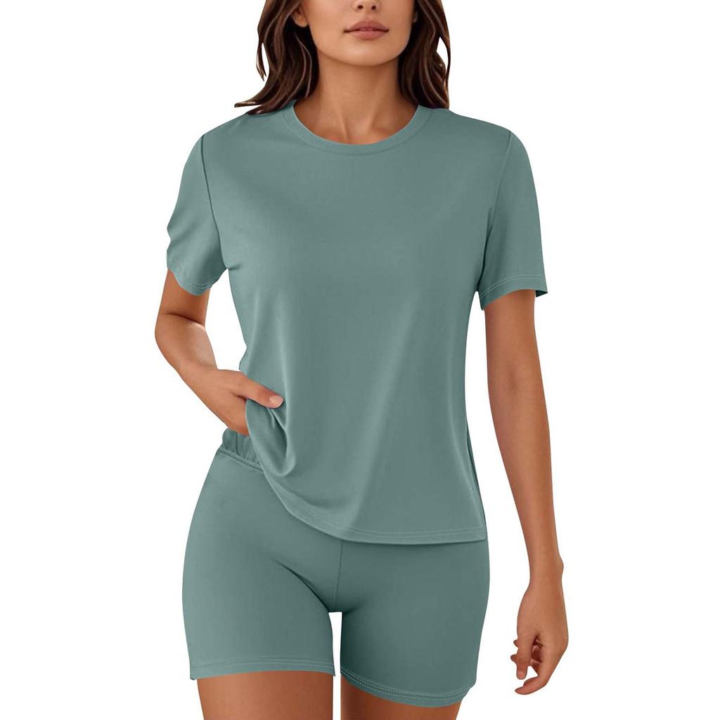 Женские пижамы из 2 предметов для женщин футболка шорты наряды одежда для сна