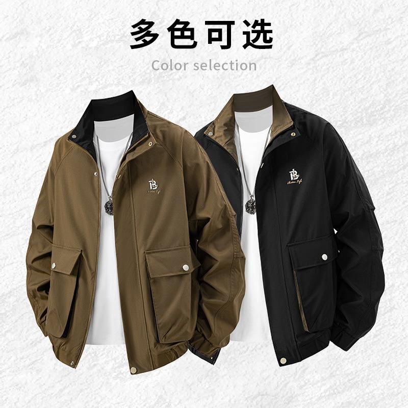 Autumn and Winter New Tooling Jacket Men's Trendy Coat Versatile Loose Stand-up Collar Top Coat