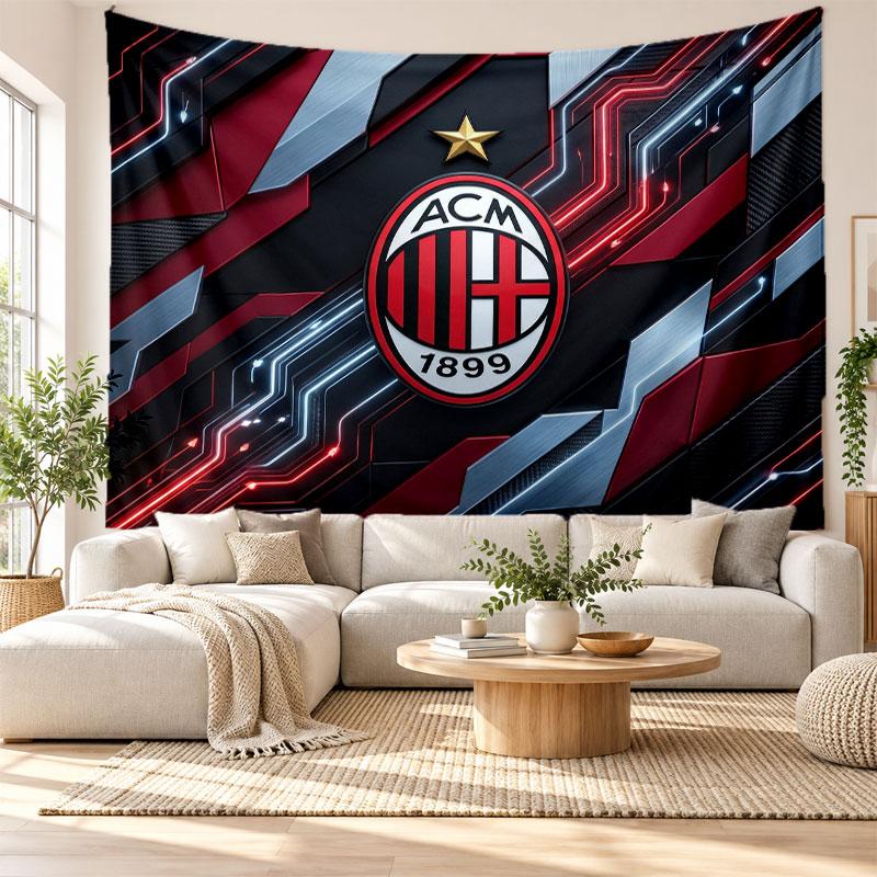 AC Milan Wall Tapestry, Soft Fabric Wall Hanging, Decorative Backdrop For Bedroom Home Wall Art