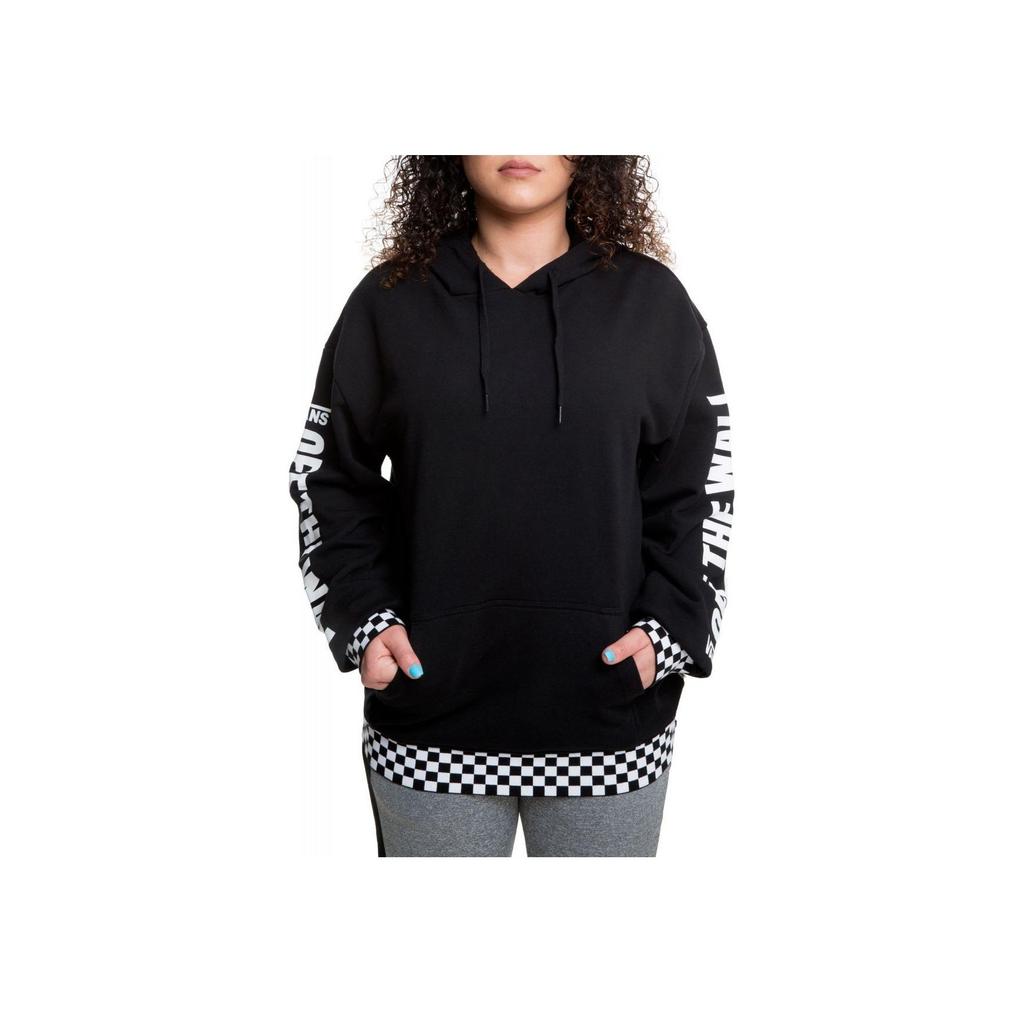 Vans Толстовка с капюшоном и принтом в виде шахматной доски с буквами Мужские толстовки с капюшоном черного цвета VN0A3UMYBLK