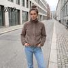 Lightweight Warm Jacket Women Zip-Up Fleece Jacket, Stand Collar Long Sleeve Loose Casual Outerwear Coat, Solid Color for Fall Winter
