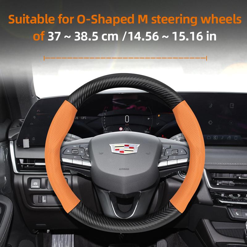 AABHX1 Suitable for Cadillac Breathable Hole Leather Matte Carbon Fiber Texture Steering Wheel Cover Suitable for Cts 2013 Ct4 Carbon Interior Ct5