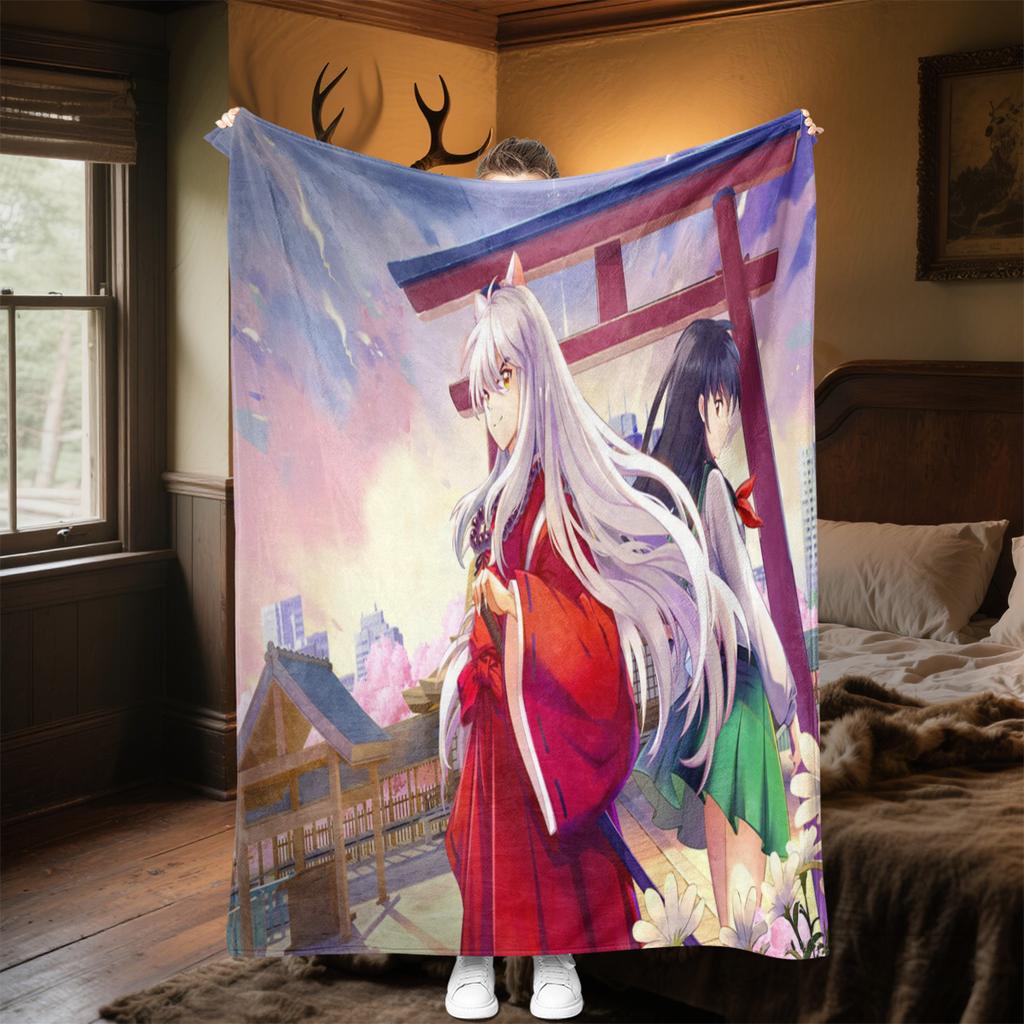 Inuyasha Plush Blanket Soft Comfortable All Seasons blanket Sofa Office Naps blanket Outdoor Travel throw Perfect Gift