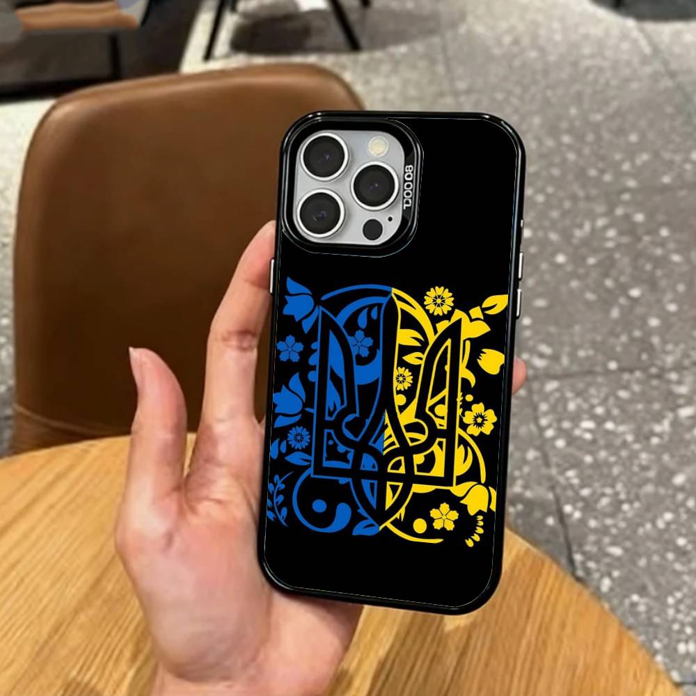 Украина Узор орнамента Чехол для телефона Для iPhone 17, 16, 15, 14, 13, 12, 11 Plus, Pro Max Цветной Посеребренный Внутренняя крышка