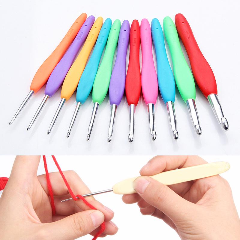 Ремесленная пряжа, алюминиевый крючок, швейные инструменты с мягкой ручкой, 1 шт., вязальные спицы 0,20–10 мм, крючки, иглы