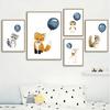 Canvas Painting Cute Raccoon Squirrel Penguin Balloon Nordic Wall Art Posters And Prints Nursery Wall Pictures Kids Room Decor