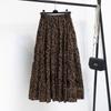 Leopard Print High-waisted Skirt Women's Spring and Summer New Drape A-line Large Skirt Was Thin Stitching Cake Skirt