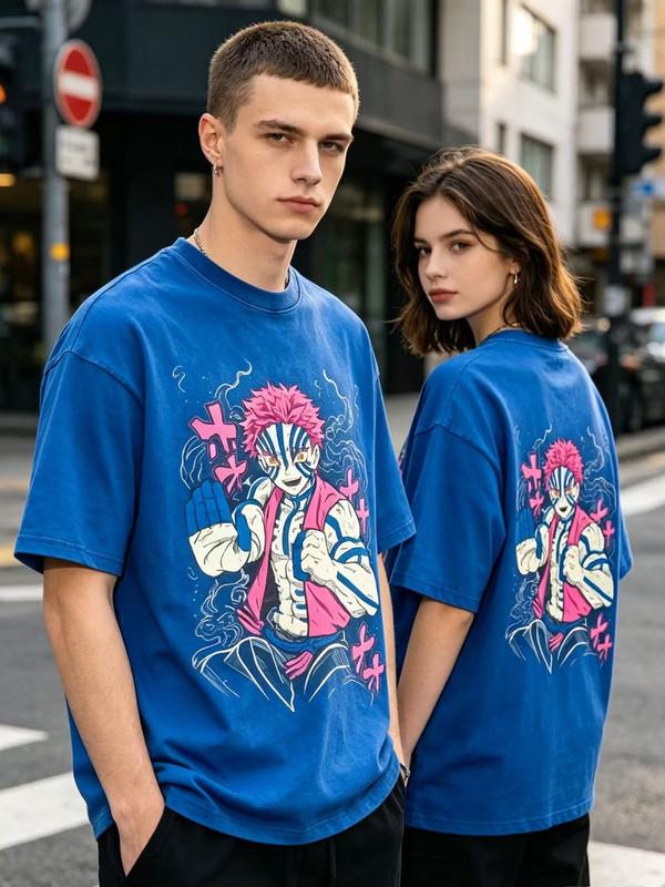 Unisex shirt Cotton Oversize Large Size Vintage Washed Demon Slayer