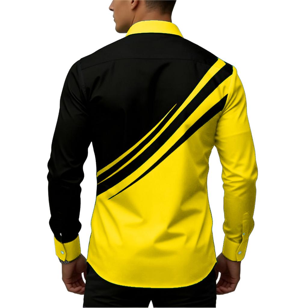 Мужские рубашки с длинным рукавом, рубашки в стиле business casual, мужские рубашки на пуговицах с отложным воротником и цветными блоками