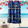 Name Custom Seattle Seahawks Logo Print Beach Towel, Large Soft Quick Dry Towel for Beach Camping Swimming