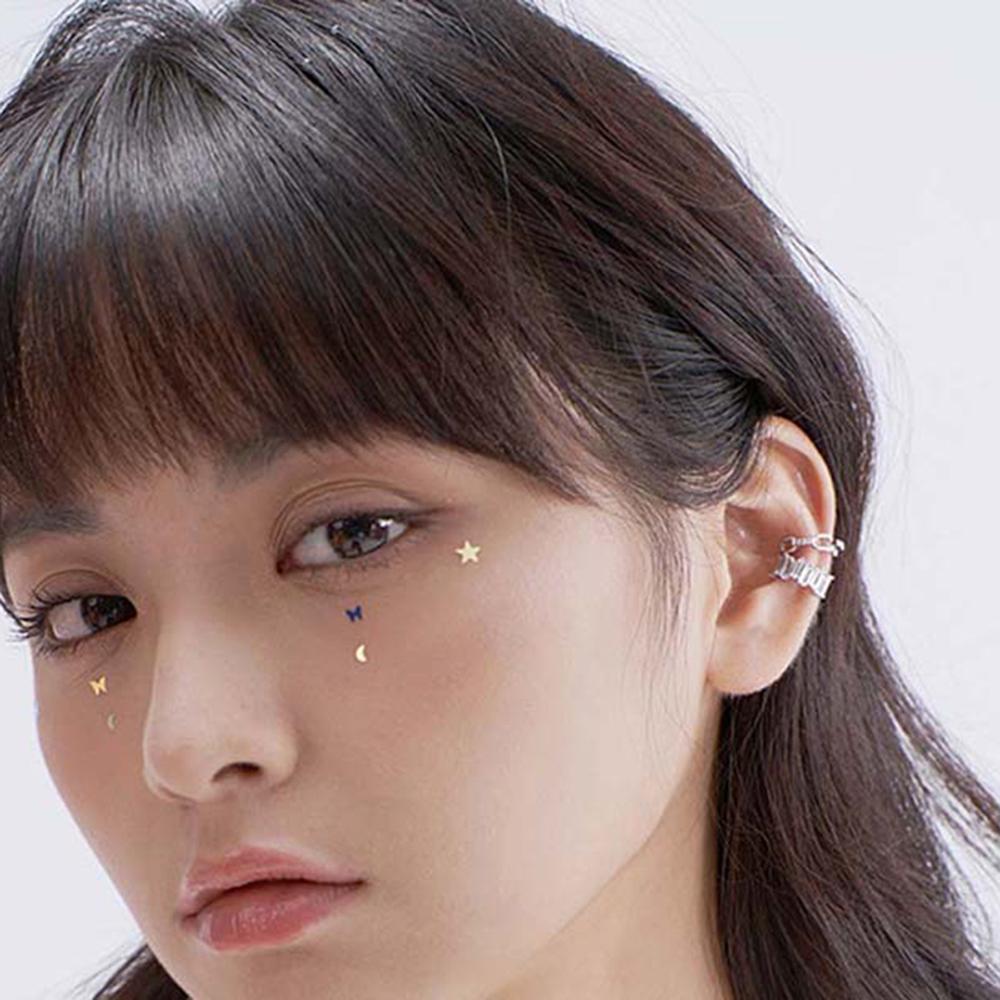 Ювелирные изделия Хип-хоп Панк Кристалл Девушки S925 Каффы Многослойный Зажим для козелка Непирсинговые Клипсы для ушей