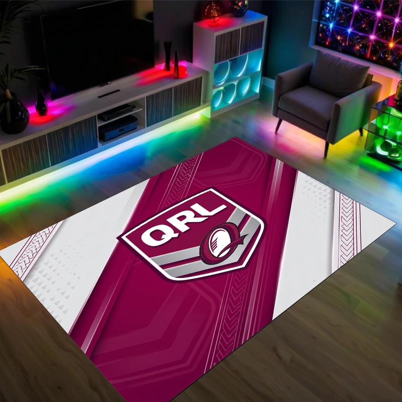 Queensland Maroons Design Crystal Velvet Carpet Cozy Non?Slip Printed Rug For Bedroom Living Room Entrance
