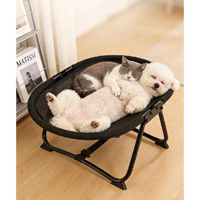 Foldable Pet Cot for Cats and Small Dogs, Elevated Dog Bed with Breathable Mesh, Portable Cat Hammock, Removable Washable Cover