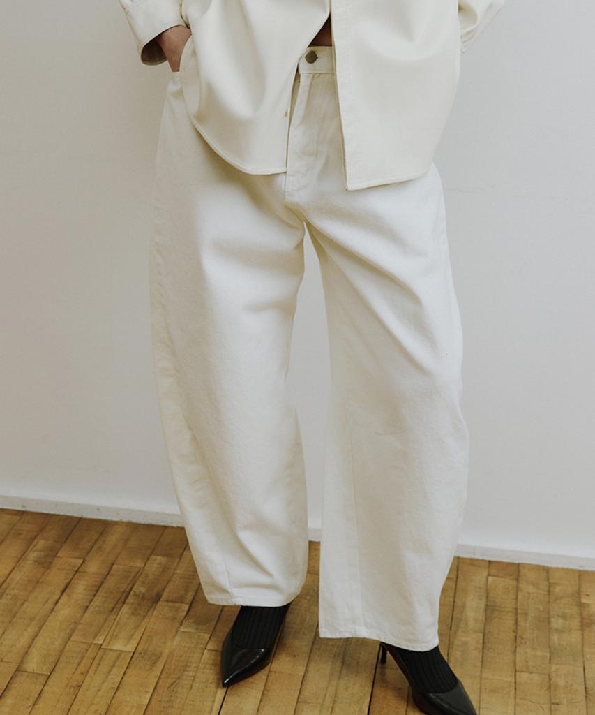 MOLLIOLLI White Round Cotton Denim Pants