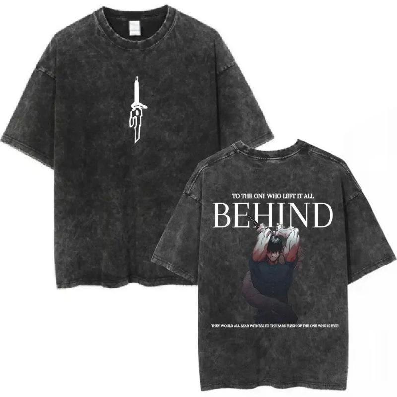 Sleeping On Both Sides To Fight Men'S And Women'S Short-Sleeved Washed Nuo T-Shirts Casual Loose Retro Couple Spell Round Neck