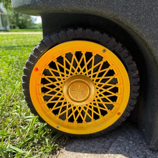 Trash Can Rim Cover, Modern Decorative Wheel Rim Cover, Spider-Spoke Style Wheel Rim Accessory for Standard Residential Garbage Bin
