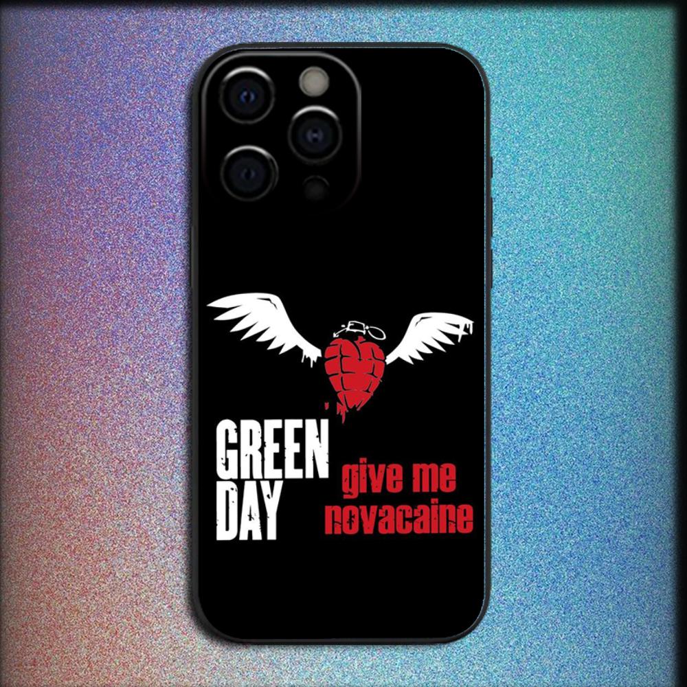 G-Green Day Band Phone Case For iPhone 16,15,14,13,12,11,Pro,X,XS,Max,XR,Plus,Mini Soft Black Cover