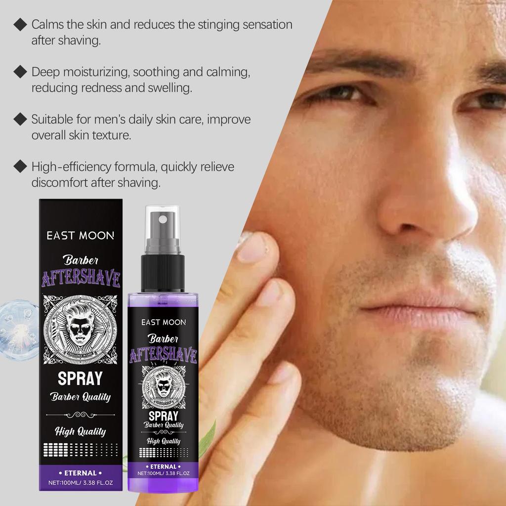 East Moon Aftershave Soothing Moisturizing Spray Fresh, Light Fragrance and Soft Beard Men's Aftershave Surface Care Essence 100ml