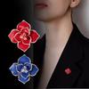 Xiaoxiangfeng High-end Camellia Brooch, Men's and Women's Coats, Suit Collar Pins, Anti-exposure Small Button Pins