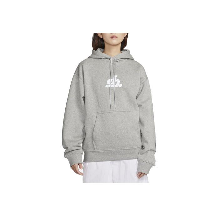 Nike Hoodie with Letter Print and Fitted Long Sleeves Unisex Sweatshirt Gray FN2499-063