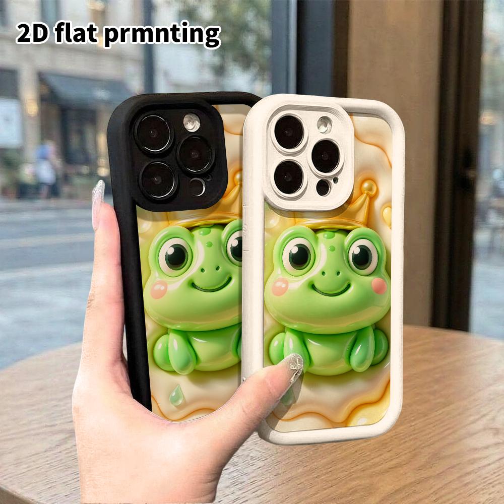 Чехол для телефона: 2D плоский дизайн, подходит для защитного чехла iPhone 18 17 16 15 14 13 Pro, Лягушонок-принц, идеальный подарок на Рождество и Хэллоуин