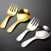 Набор столовой посуды из нержавеющей стали Ложка Вилка 2 шт. Портативный с коробкой Посуда для кемпинга на открытом воздухе Ланч Поход Кемпинг Приготовление пищи Путешествия Столовые приборы