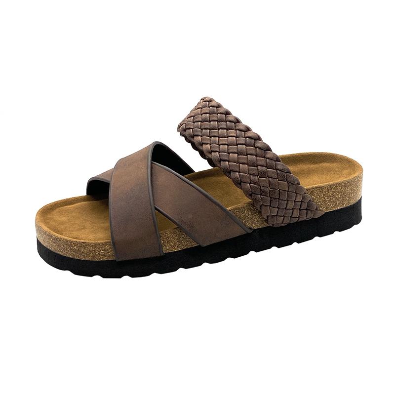 Women's Slippers Summer New 2024 Woven Retro Cross Tie Slingback Flip Flops Casual Open Toe Platform Beach Non-slip Slides Mujer