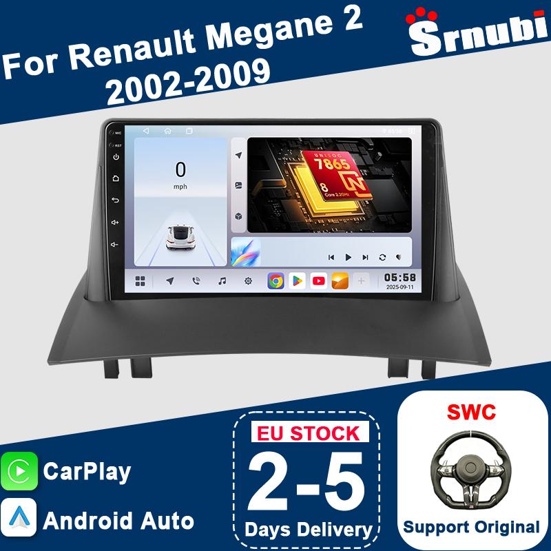 Srnubi 2 Din For Renault Megane 2 2002-2009 GPS Navigation Android Auto Car Radio Multimedia Head Unit Carplay WIFI 4G Button Light Support SWC