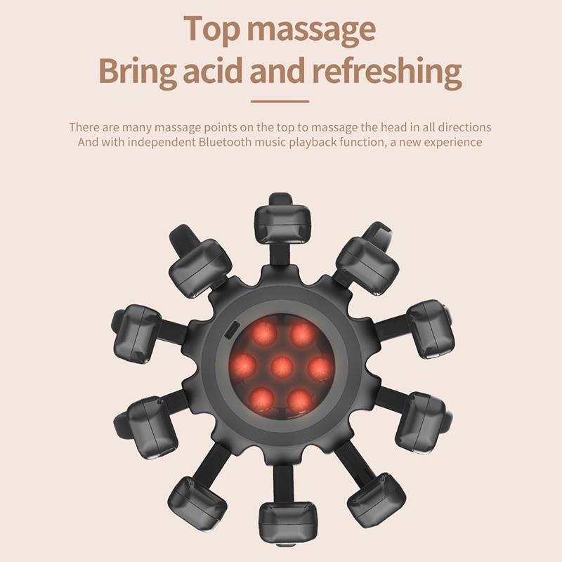 Электрический массажер для головы, скребок для головы, Bluetooth, музыкальная вибрация, массаж головы осьминога для расслабления и снятия стресса, лучший сон