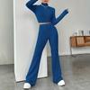 Женский модный однотонный костюм, весенний трикотажный комплект с длинным рукавом, толстовка, свободные брюки, комплект из двух предметов
