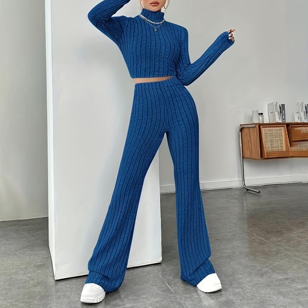 Женский модный однотонный костюм, весенний трикотажный комплект с длинным рукавом, толстовка, свободные брюки, комплект из двух предметов