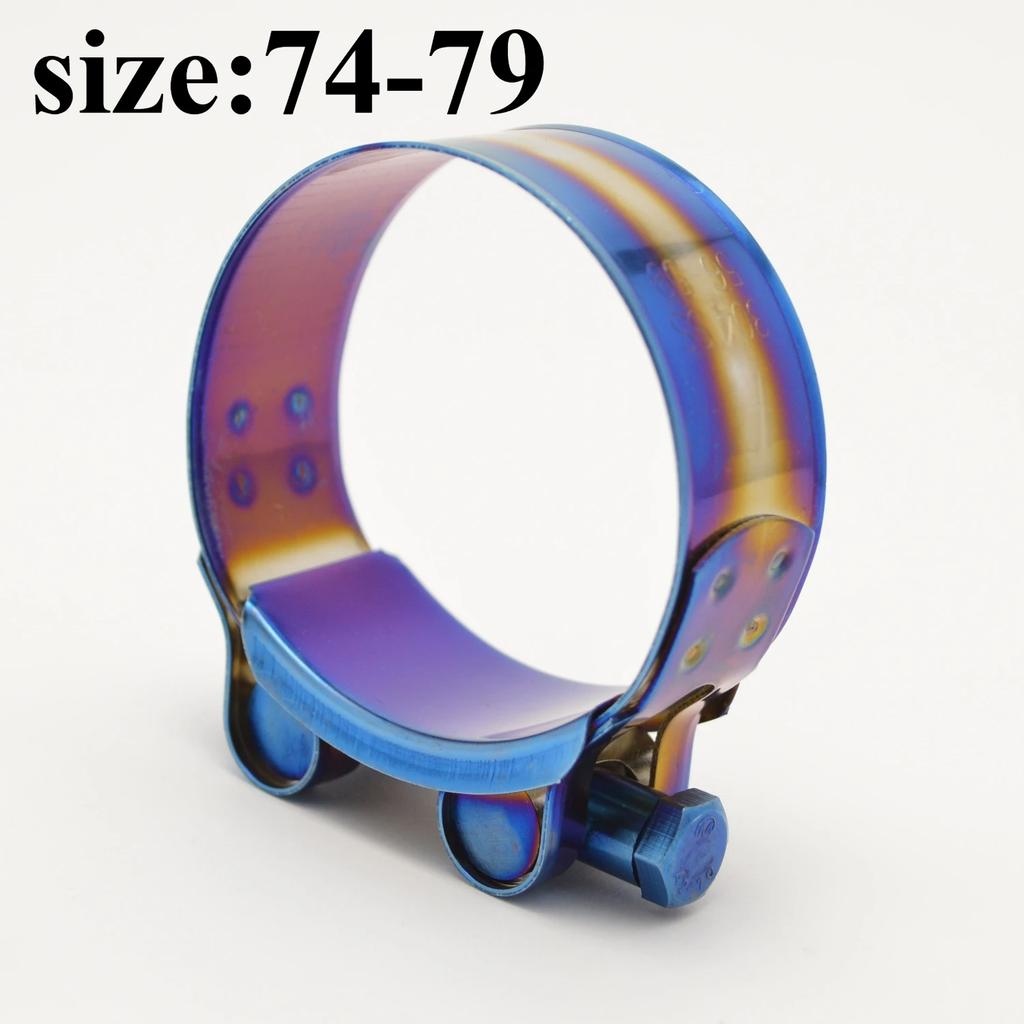 1pcs 26mm /114mm T Bolt Clamp Stainless Steel Hose Clamp Kit Adjustable Titanium Blue Hose Clamps 304 Stainless Steel Hose Clips