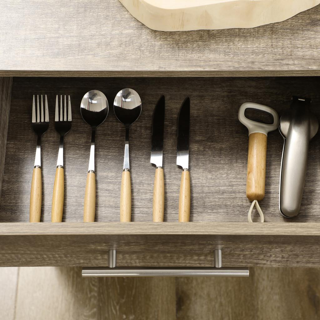 Kitchen Trolley With Drawer Shelves Cabinet And 4 Wheels Particleboard Oak 60x50x84.5cm