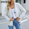 JPNTKY Женская мода Повседневный однотонный принт Осень Зима Длинный рукав Свободные свитера Кардиганы