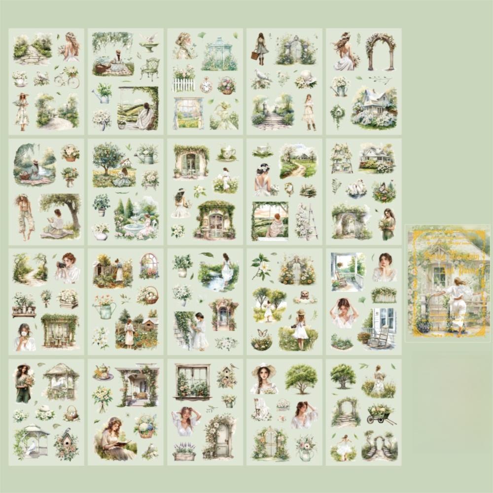 20 pcs/pack Die-cut Sticker Book Floating Light Shallow Dream Series PET Theme Handbook Sticker Retro Girl Character