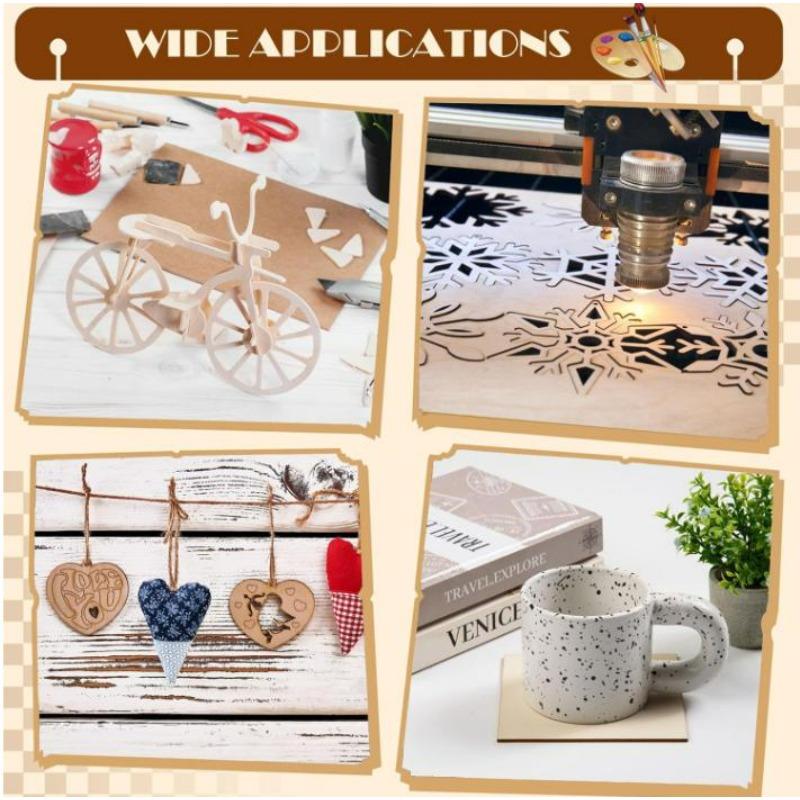 Square Wooden Board DIY Handmade Decor Wood Chip Blank Wood Square Cutouts Slices Carving Hand Drawing Ornaments Molds Making