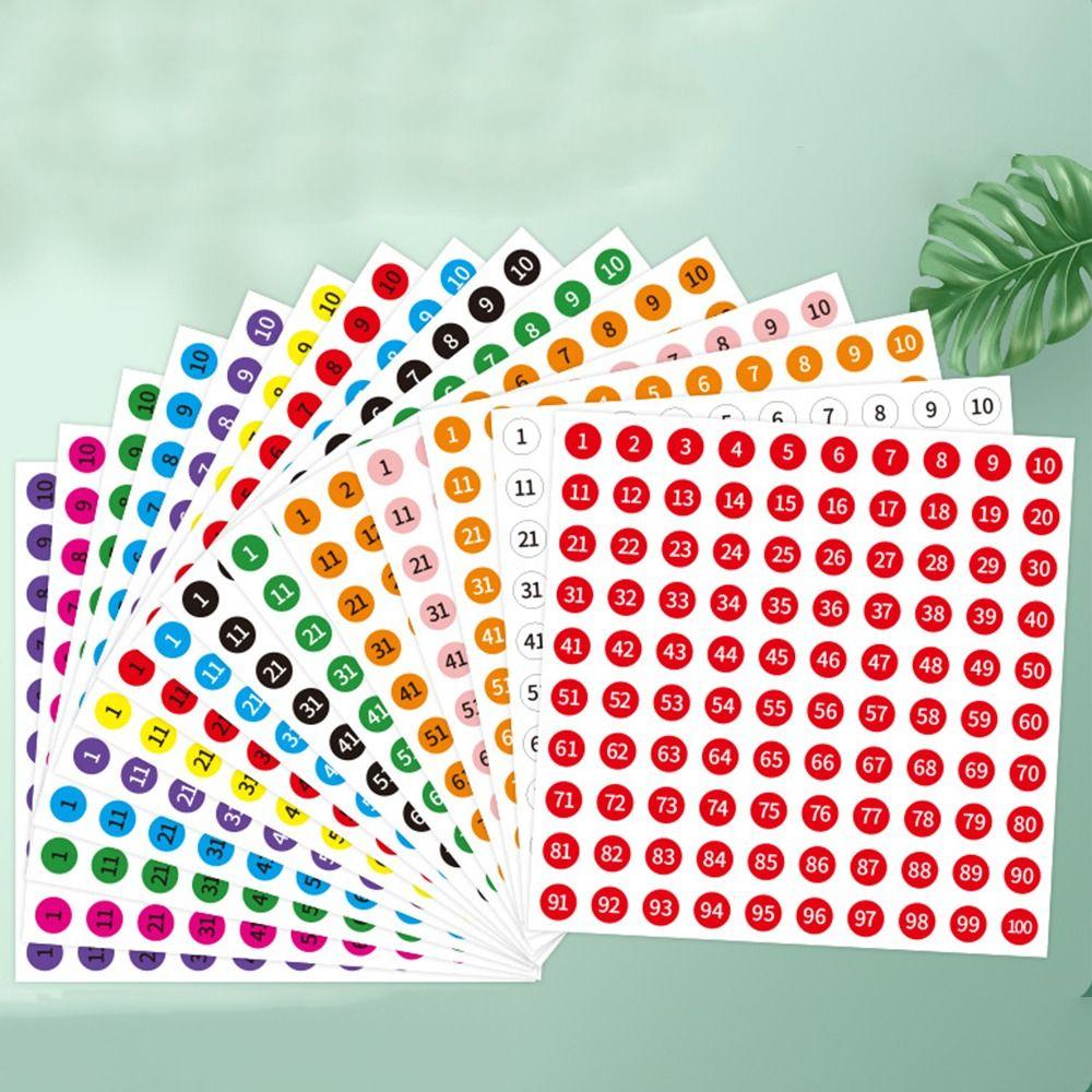 100Sheets 1-100 Labels Number Stickers Nail Polish Color Sorting Stickers Lipstick Color