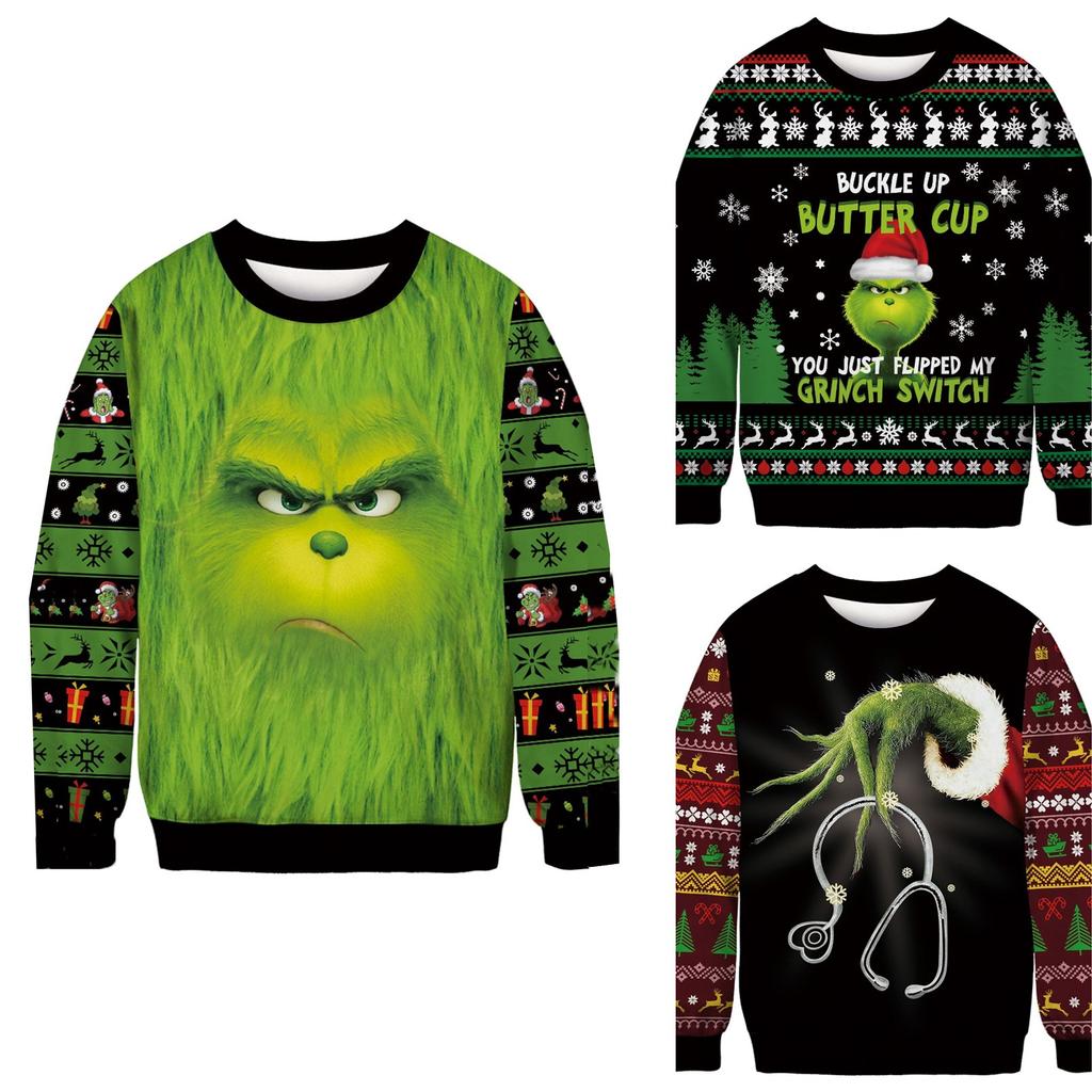 Женский повседневный модный рождественский принт с длинным рукавом, пуловер с Санта-Клаусом, повседневная толстовка