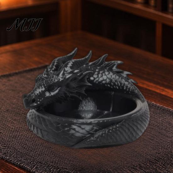 Декоративная скульптура дракона, 3D-печатный спиральный поднос для украшений, Темно-фэнтезийный органайзер для безделушек, Уникальная система хранения, Готический стол для прихожей, прикроватной тумбочки,