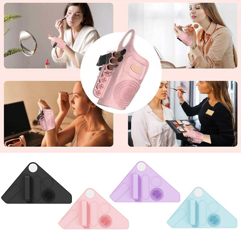 Silicone Makeup Brush Holder Wrist Strap Multi-Functional Beauty Tool With Cleaning Zone For Cosmetic Enthusiasts