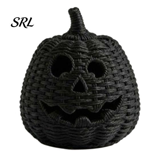 Hand Woven Seagrass Decor Handwoven Pumpkin Basket with Witch Hat Lid, Rustic Wicker Trick Autumn Indoor Decoration or Treat Bucket for Outdoor