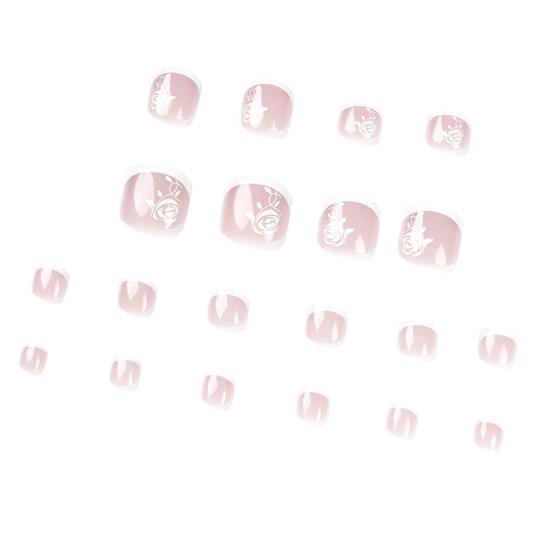 1 комплект, набор для дизайна ногтей «сделай сам», с клеем, носимые накладные ногти, короткие накладные ногти, гель с узором розы, накладные ногти, маникюрные аксессуары