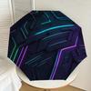 1pc Cyberpunk Neon Grid Pattern Umbrella with Plastic Handle,Suitable for All Seasons Home Travel Outdoor UmbrellaDD028