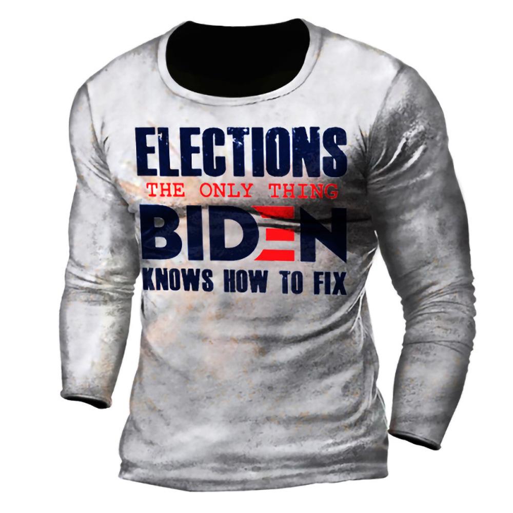 Футболка с 3D-цифровой печатью, мужская, с длинным рукавом, в стиле ретро, для мотоциклистов