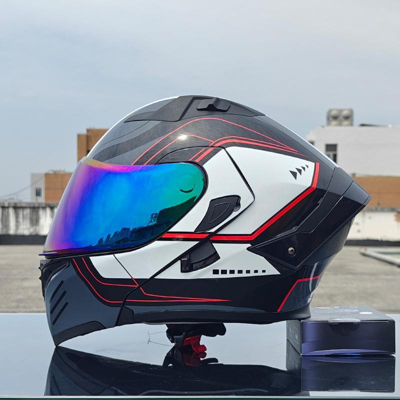 New Motorcycle Helmet Men's Face Helmet Women's Locomotive Full Helmet Summer Double Lens Universal In All Seasons