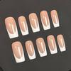 Reusable Press-On Nails Long Square Nude French Tip Manicure Set Women Sweet INS Style Detachable Artificial