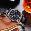 Стильные мужские кварцевые часы со светящимися стрелками, деловые часы с кожаным ремешком, идеальный подарок для мужчин