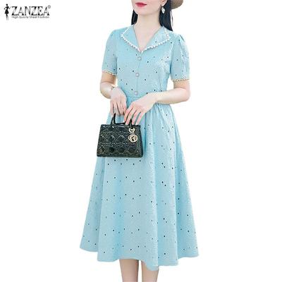 Женское повседневное летнее платье с отложным воротником, пэчворк, крючком, с коротким рукавом