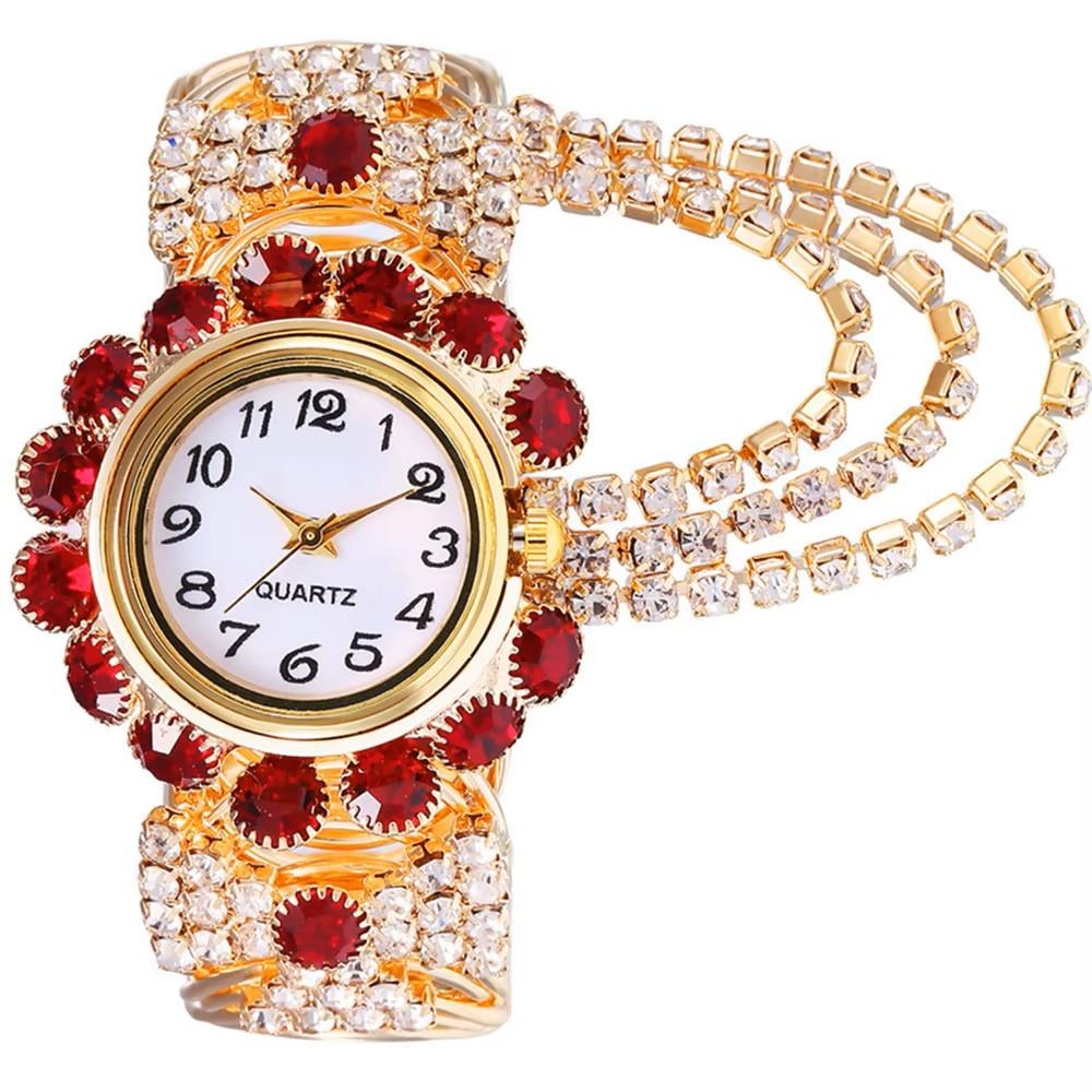 Women Shine Bracelet Watch Luxury Elegant Rose Gold Stainless Steel Wristwatch Girl Lady Rhinestone Clock Montre Female